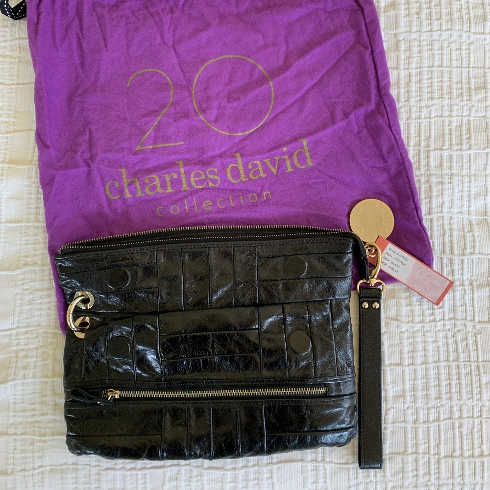 Charles David Caprice fold-over leather clutch